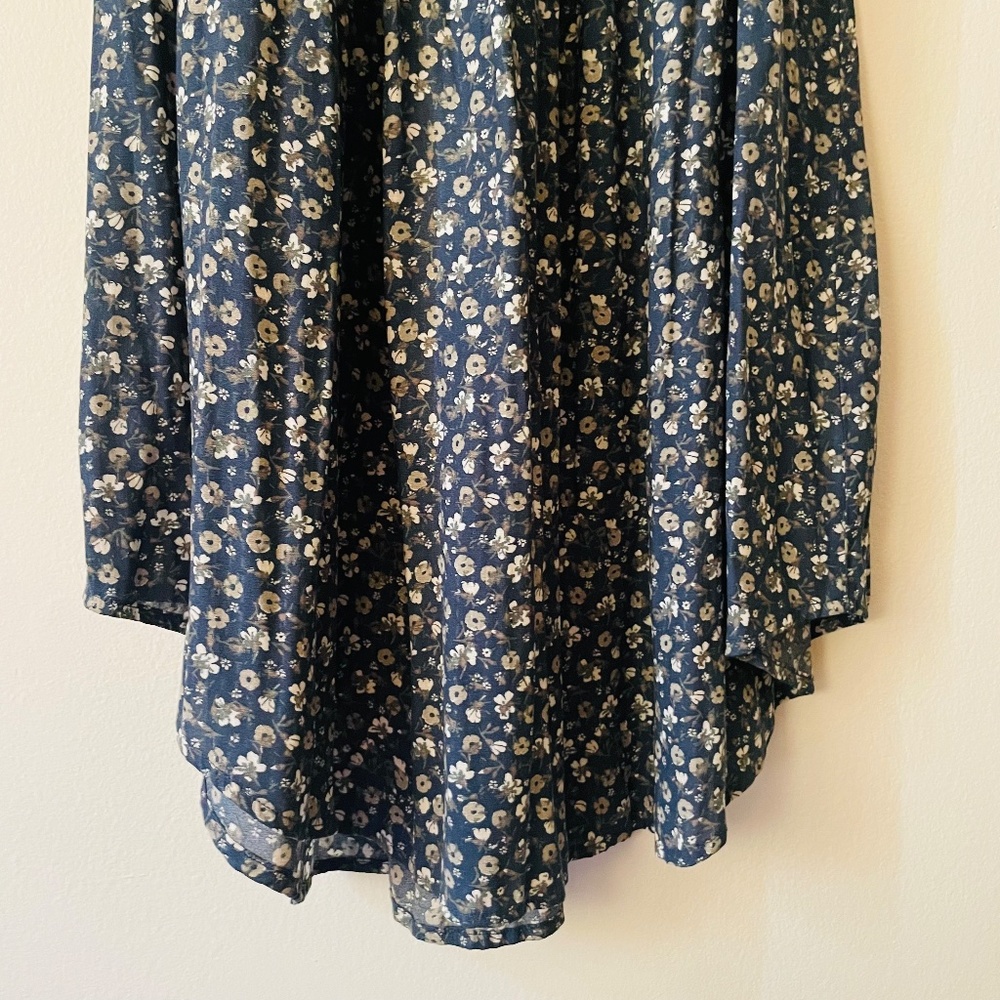 Free People XS Navy Slate Blue Floral Print Midi Dress - Picture 12 of 16